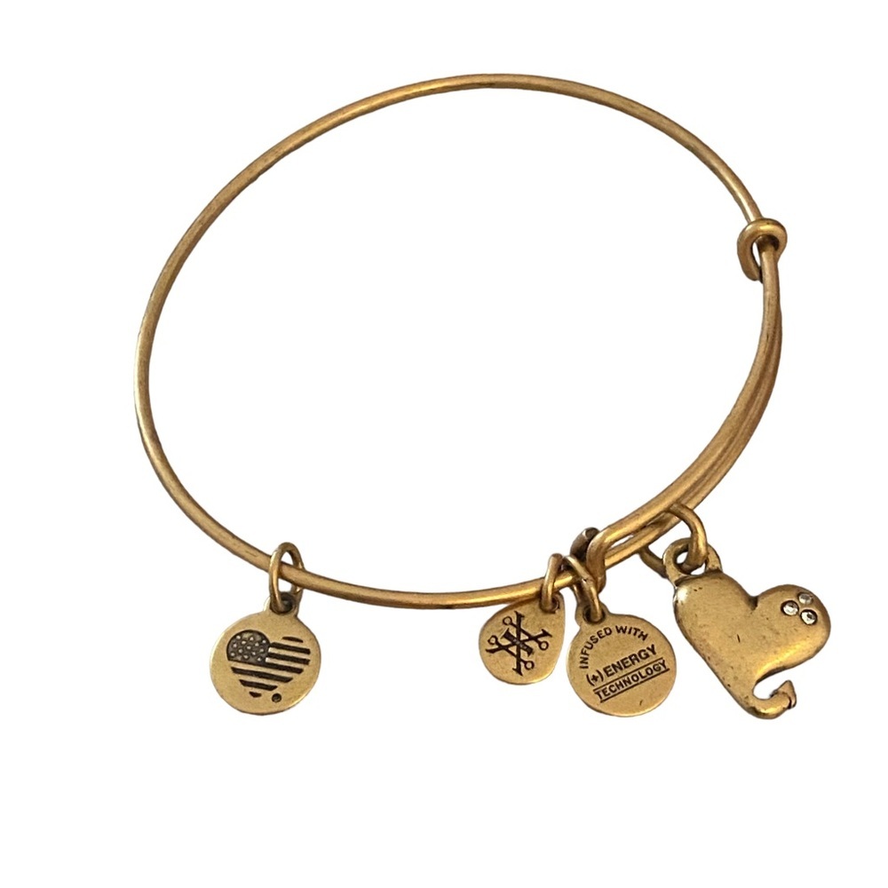 Lex & ani gold tone bangle with heart charms - Picture 3 of 3